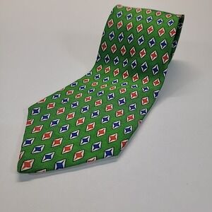 Roundtree & Yorke‎ Necktie Green Diamond Pattern Business Career Interview